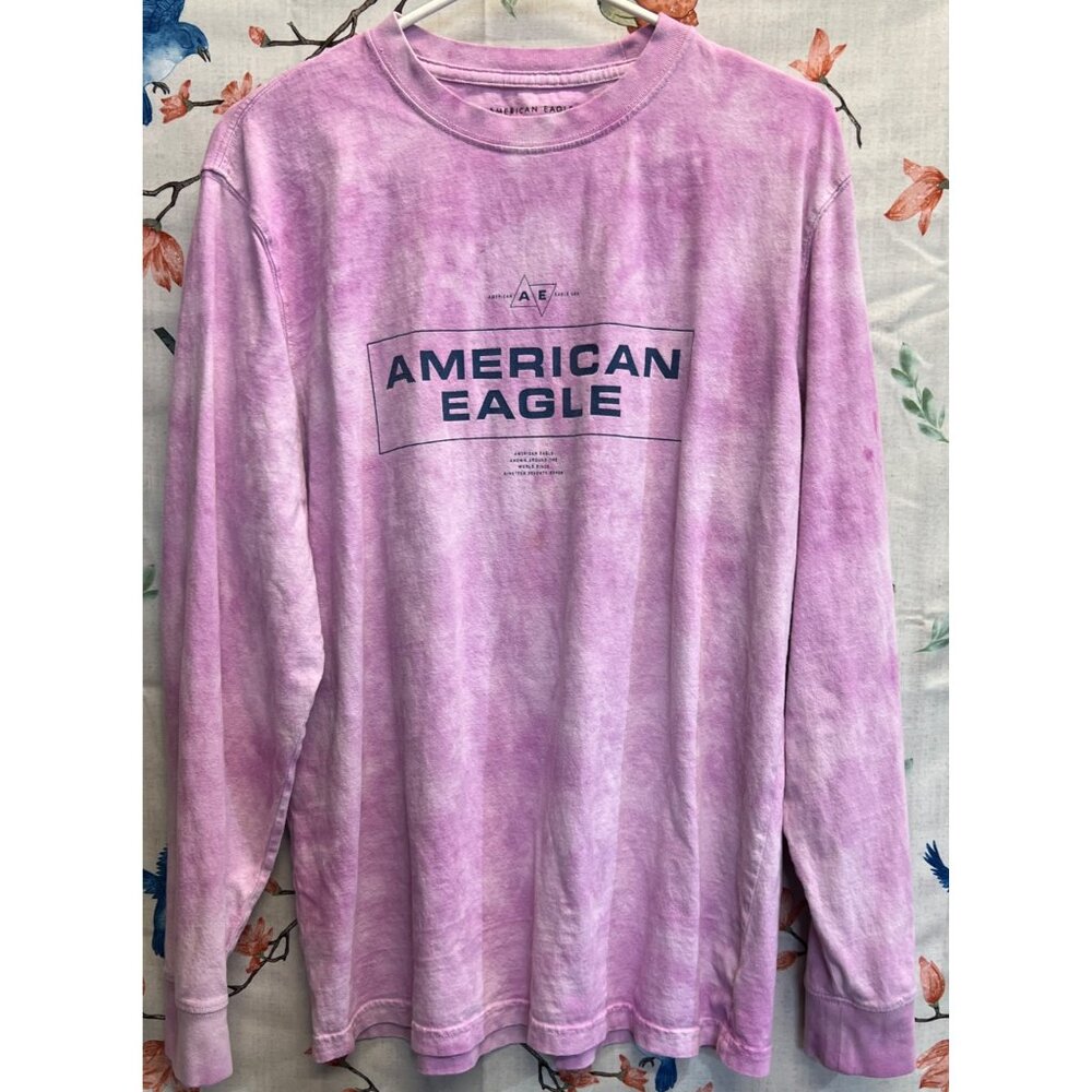 American Eagle Pink Tie Dye Medium Long Sleeve Shirt 100% Cotton